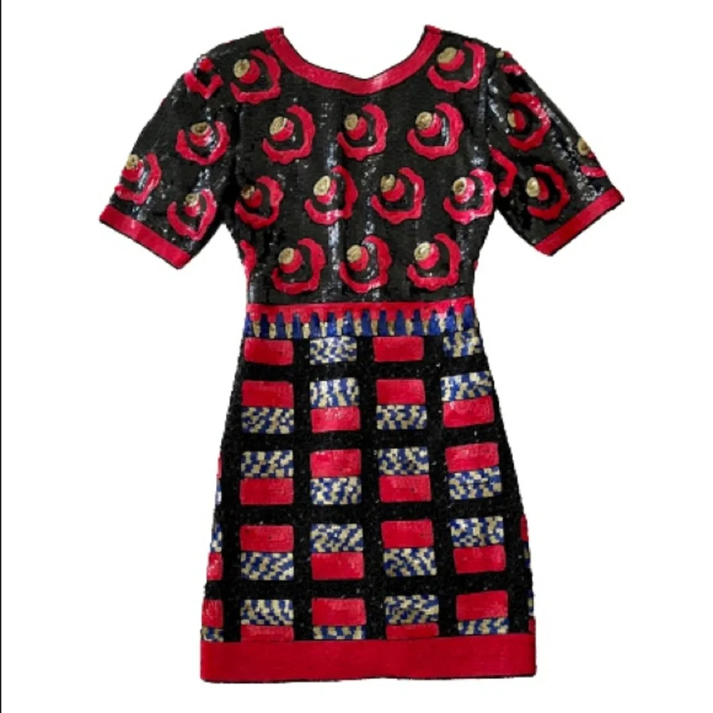 Beaded & Sequin Couture Dress Vintage, size XS/0